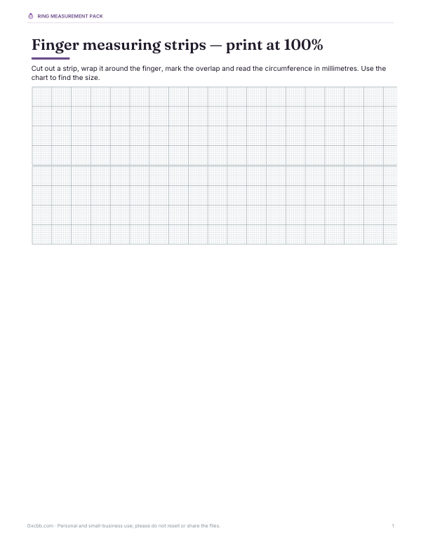 Preview of Printable Ring Measuring Strip